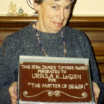 Ursula K. Le displays her chocolate award