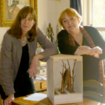 Julie Phillips and Dubravka Ugrešić with the unassembled sculpture