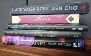 Stack of fiction books