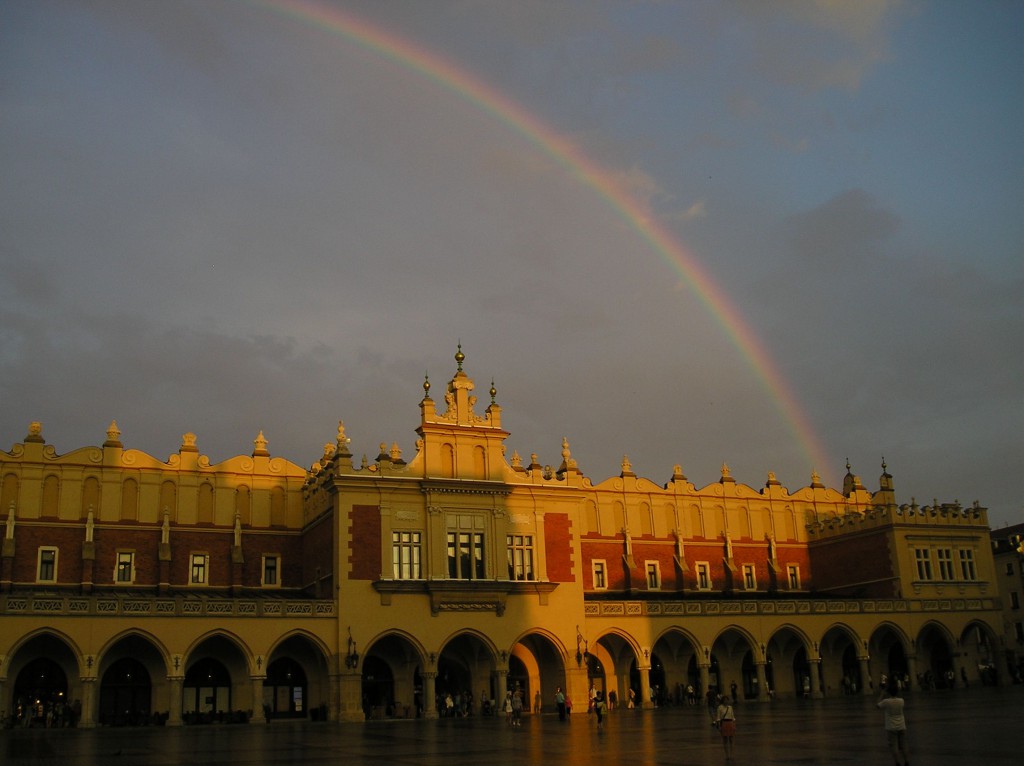Rainbow over the Cloth Hall in Warszawa
